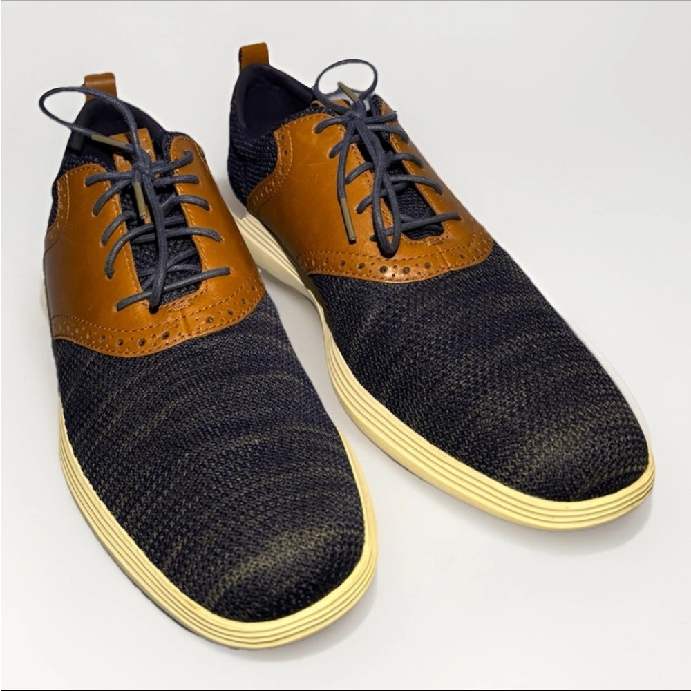 Cole Haan Men's Grand Tour Knit Oxford Marine Blue/Tan Flat C31348